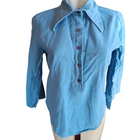 Vintage Women's Medium Blouse 1970's JCPenney Fashions Flannel Boho Pullover - Picture 2 of 6